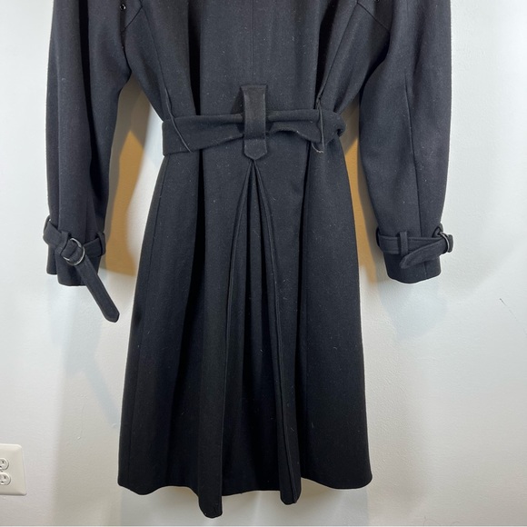 Calvin Klein Black Long Belted Wool Blend Coat - Picture 8 of 11